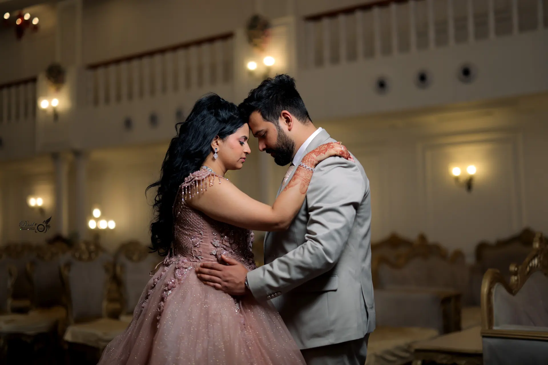 Cinematic couple portrait from a Bihar luxury wedding