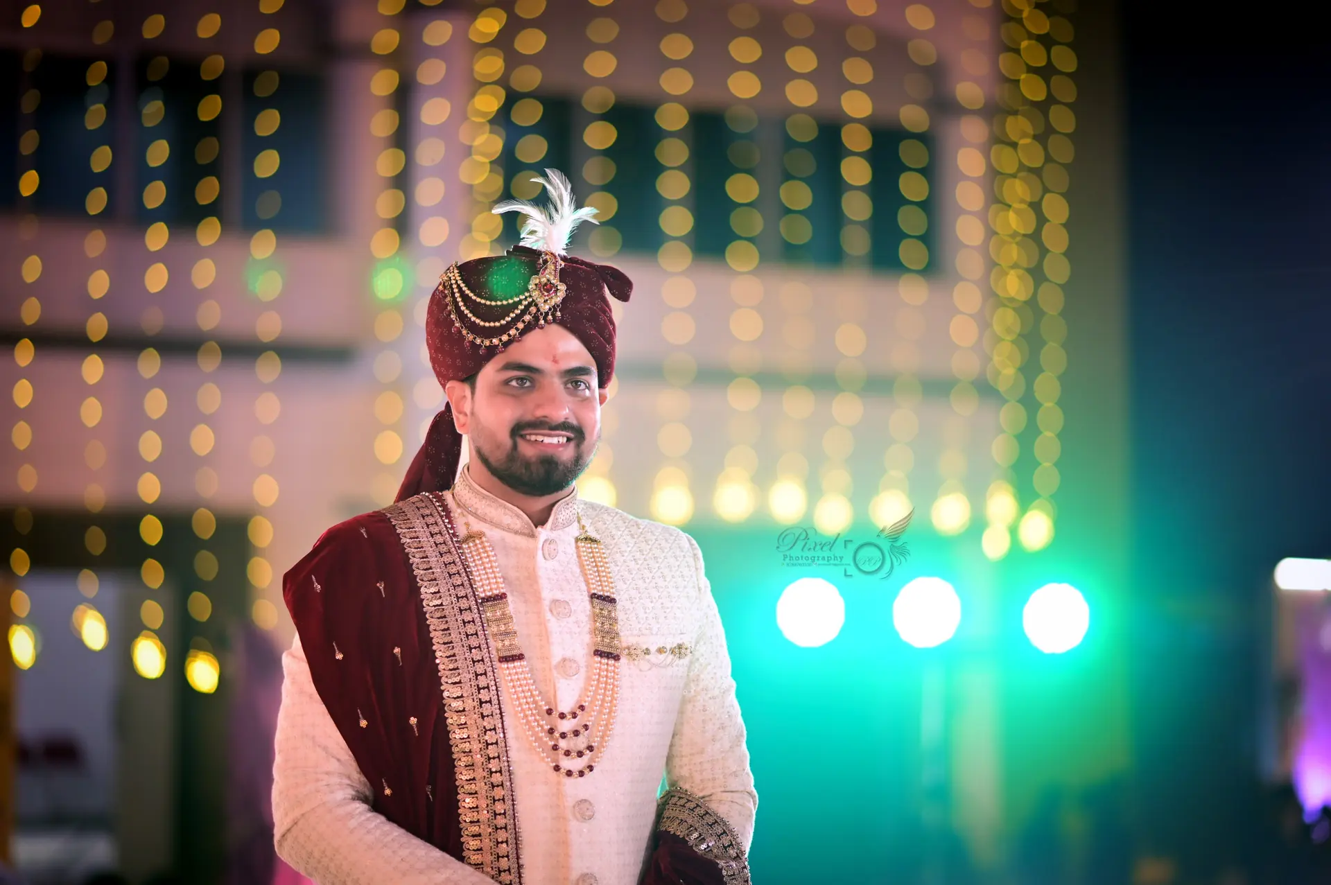 Groom in sherwani and turban