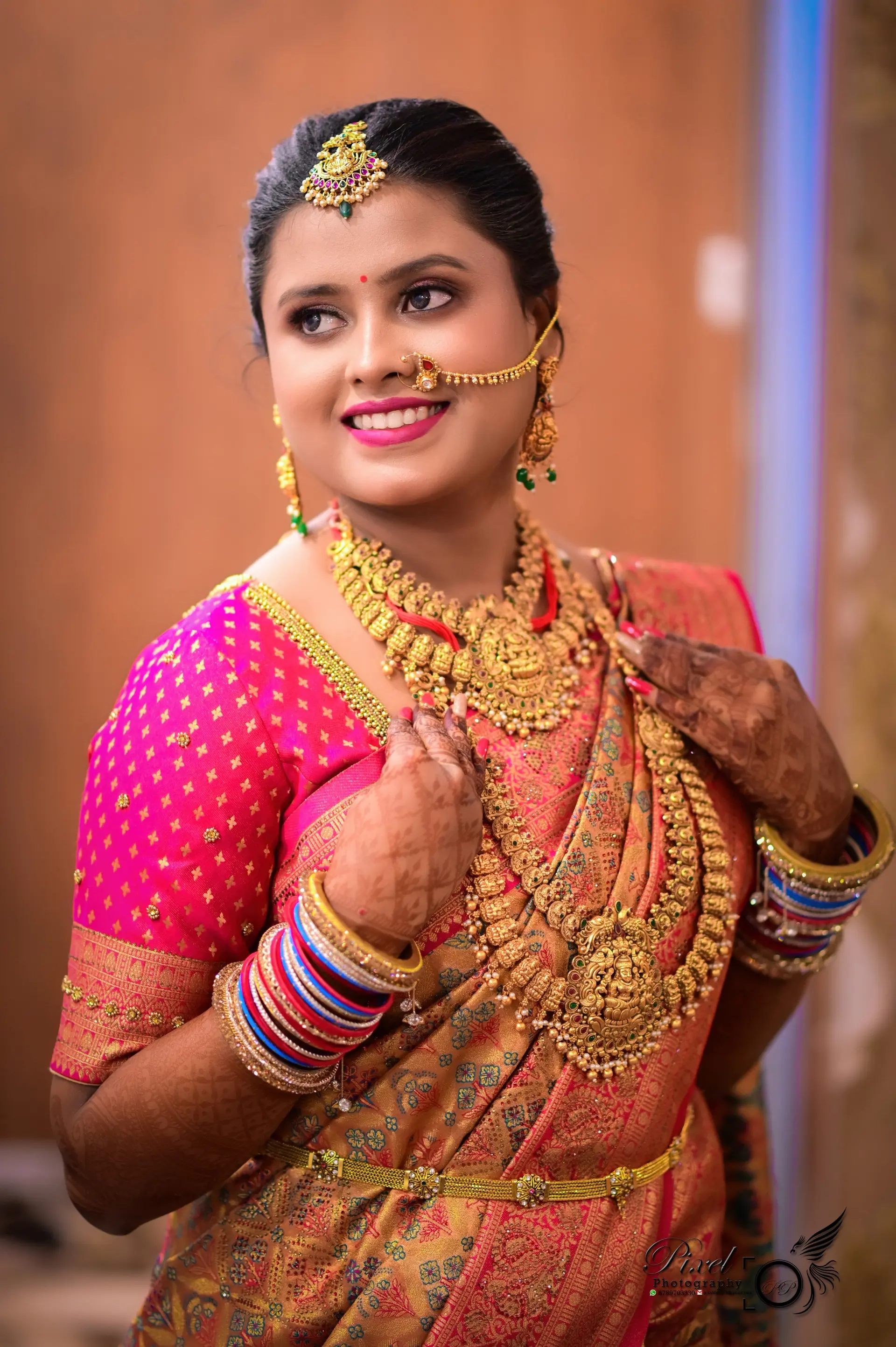 Bride in pink saree